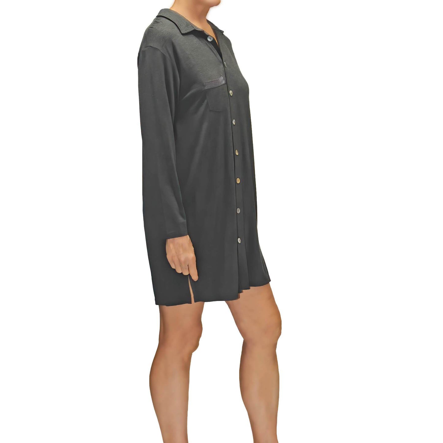 Megan Lounge Shirt - Charcoal Gray Mystique Intimates