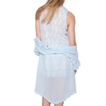 Chantilly Short Nightgown and Cover Up - Cloud Blue -Backview
