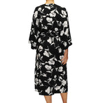 Long Black Floral Print Robe Mystique Intimates
