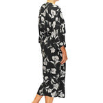 Long Black Floral Print Robe Mystique Intimates