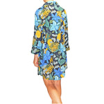 Navy Floral Print Button Front Lounge Shirt Mystique Intimates