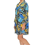 Navy Floral Print Button Front Lounge Shirt Mystique Intimates