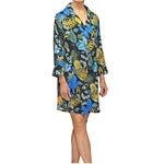 Navy Floral Print Button Front Lounge Shirt Mystique Intimates