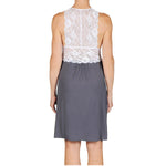 Catarina Knit Chemise Nightgown - Charcoal with White Lace Mystique Intimates