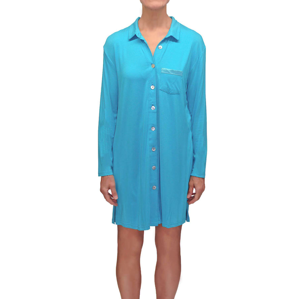 Megan Knit Lounge Shirt - Malta Blue Mystique Intimates