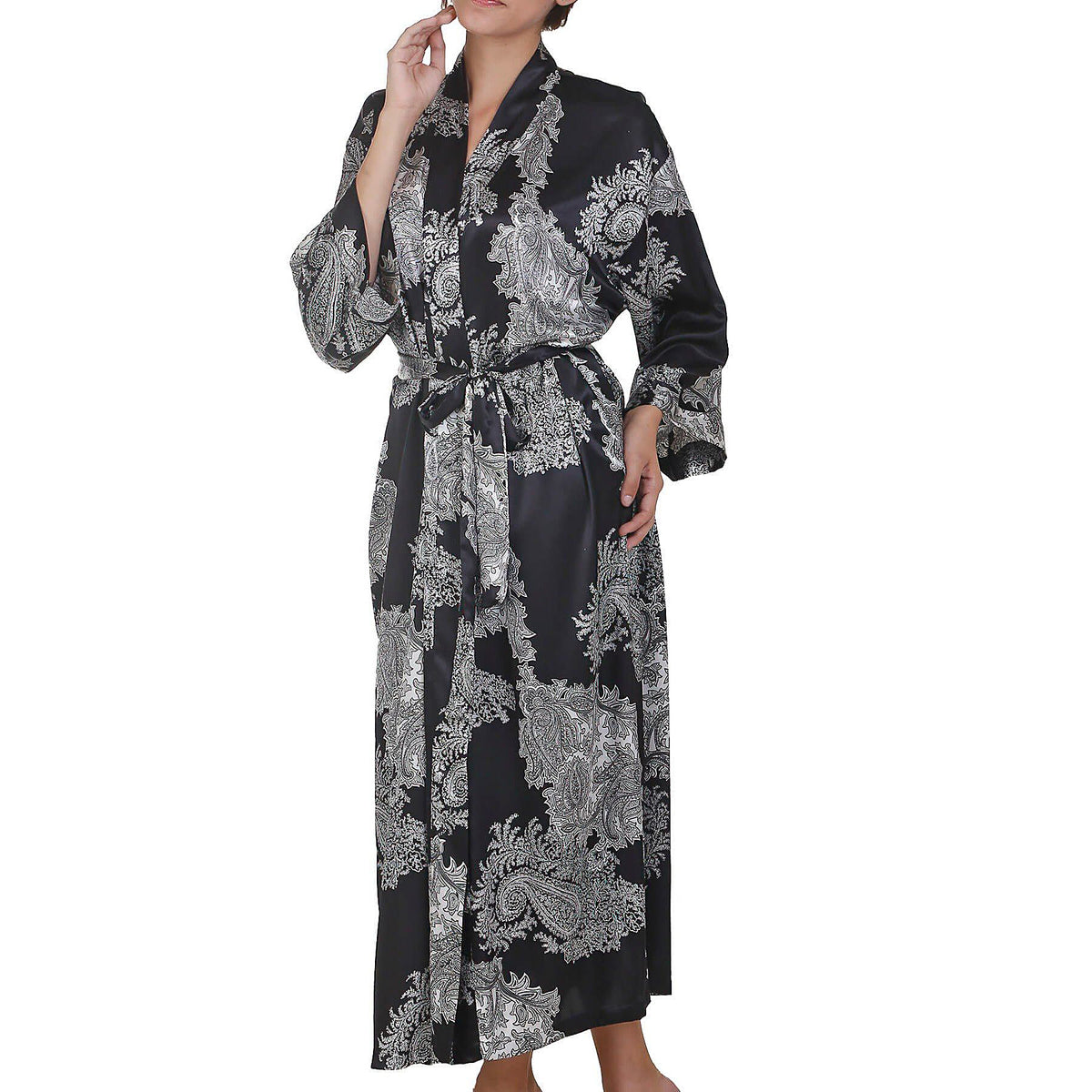 Raeanna Long Printed Kimono Robe #30593 | Mystique Intimates