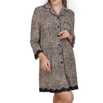 Leopard Print Sleepshirt with Lace Trim Mystique Intimates
