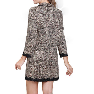 Leopard Print Sleepshirt with Lace Trim Mystique Intimates