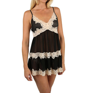 Sophie Chemise with Thong - Black Mystique Intimates